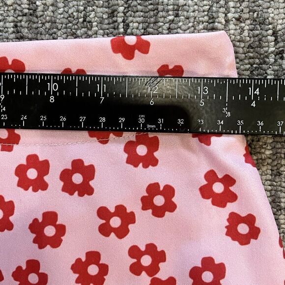 Romwe Women’s Mini Skirt Size Small 4 Red Floral Zip‎ Up Back 90s Y2K * - Picture 5 of 8